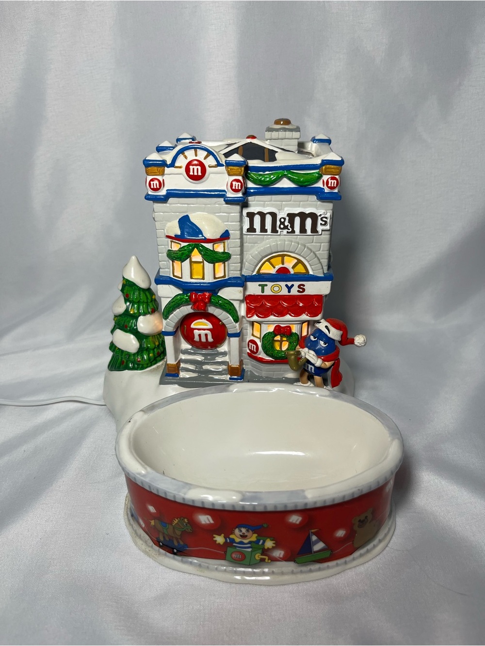 Vintage Dept 56 M&M's "Holiday Toys" Lighted House & Candy Dish Christmas